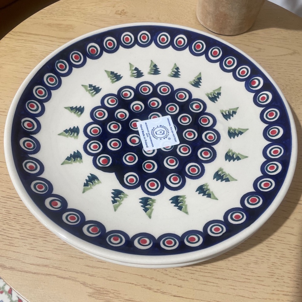 Polish Pottery Boleslawiec  Dinner 10”Plate - Cobalt Blue with Trees -